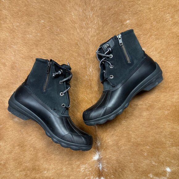 Sperry Duck Boots Black Waterproof Lace Up Winter Boots Size 7 (Fits 7.5–8) - Picture 5 of 9
